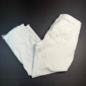 JUST BLACK Denim White Distressed Jeans Raw Hem Size 28 Straight Leg USA